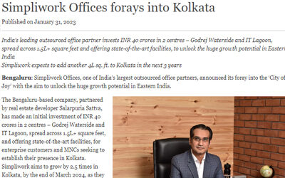 Simpliwork Offices forays into Kolkata