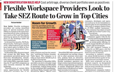 Flexible Workspace Providers Look to Take SEZ Route to Grow in Top Cities